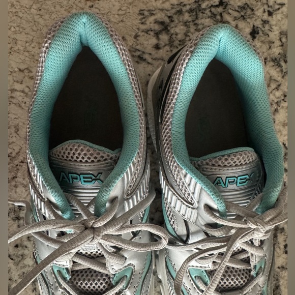 Apex Womens Boss Runner Active Shoes X-Last-Silver Sea Blue Size 10 X-Wide EUC - Picture 9 of 12